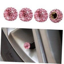4PCS Bling Diamond Car Tire Valve Stem Cap, Crystal Rhinestone Wheel Valve Pink