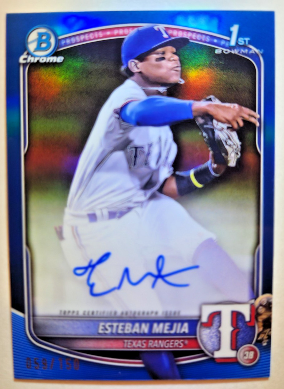 2025 Bowman Chrome Prospect Autographs Esteban Mejia #CPA-EM Blue Refractor /150