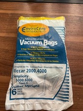 RICCAR 2000, 4000/ SIMPLICITY 5000, 6000 TYPE A VACUUM BAGS- 6 PACK
