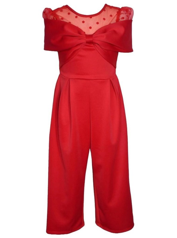 NEW Bonnie Jean Girl Size 14 "RED BOW SCUBA KNIT" Special Occasion Jumpsuit NWT