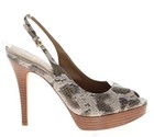 *COLE HAAN* Ivory Green Snakeskin Print Slingback Platform Peeptoe Heels Size 8 — photo 1