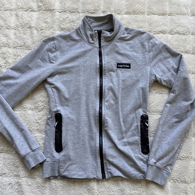 Flag Nor Fail Track Jacket Womens M Grey Full Zip Athletic Workout Sweatshirt