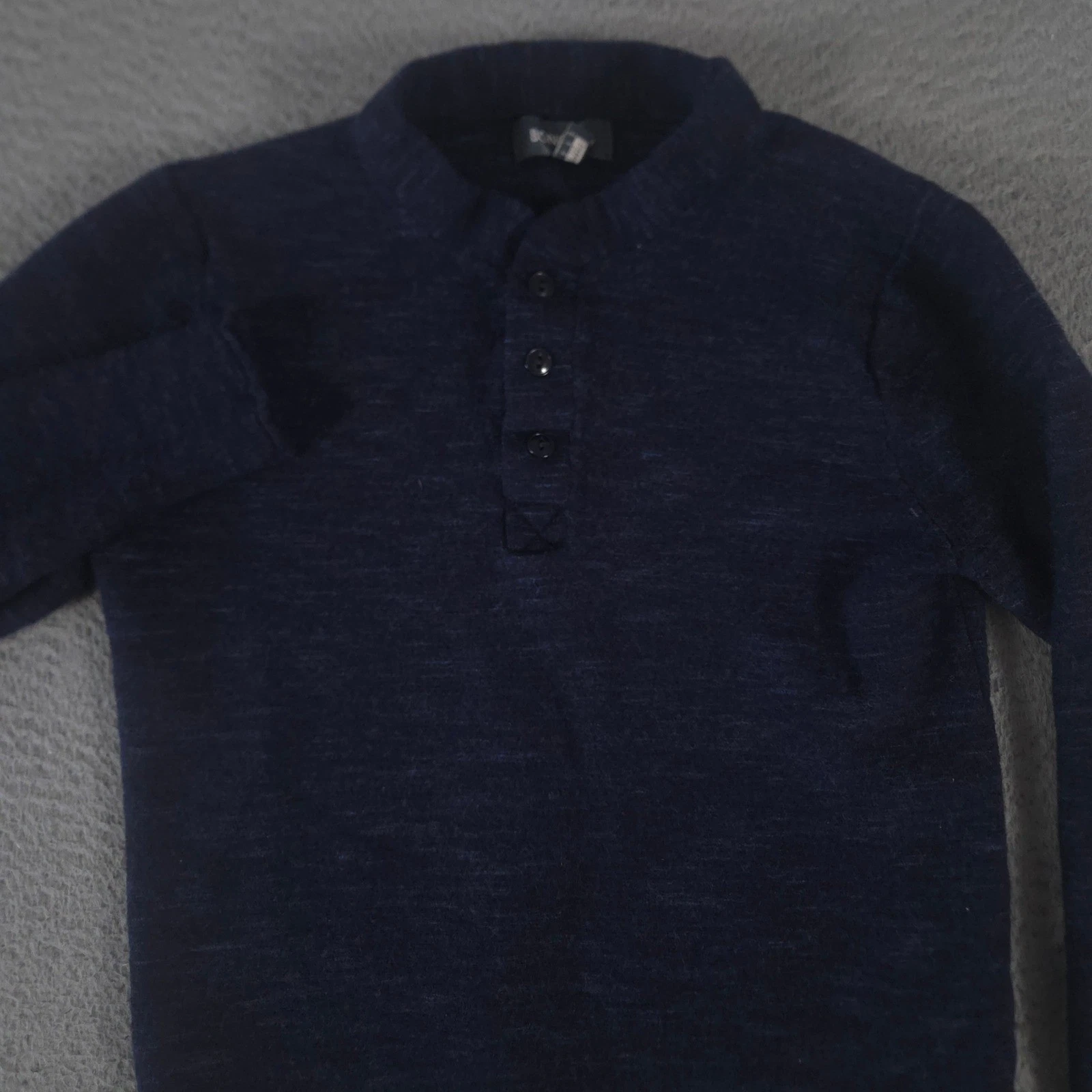 Bonobos Sweater Mens Large Blue Henley Slim Fit Extra Fine Merino Wool Shirt