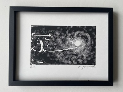 A.R. PENCK - - SIEBDRUCK GRAFIK -  HC'' - KUNST - KOSMOS - HAND SIGNIERT, RAHMEN