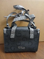 GUESS Purse Satchel Hand Bag Gray Black Crossbody Oak Park Mini New BB823881 New