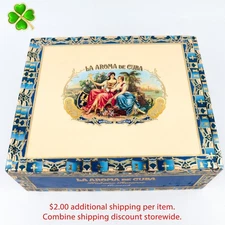 La Aroma De Cuba Monarch Empty Wood Cigar Box 8" x 6.5" x 3"