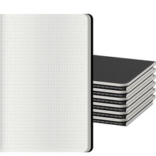 Dot Grid Notebook A5-60 Pages Thick Paper No Bleed, Black Cover Bullet Journa...