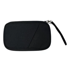Black Canvas Passport Travel Wallet RFID Blocking Organizer NEW without tags 