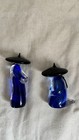 (2)  LOT Formia Vetri Di Cobalt Blue & Clear Murano Glass Asian Fiqurine — photo 2