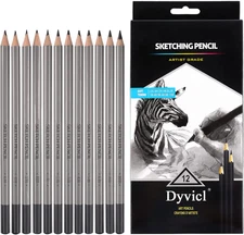 Professional Drawing Sketching Pencil Set - 12 Pieces Drawing Pencils 10B, 8B, 6