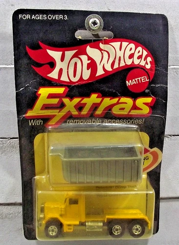Vintage 1982 Hot Wheels Extras Yellow Peterbilt Dump Truck  with Container