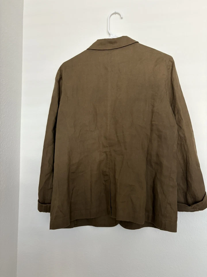 Eileen Fisher Pine Needle Organic Linen Shaped Blazer Jacket Size M - Image 2 of 4