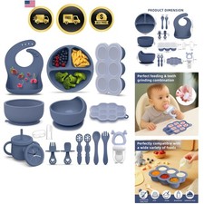 16 Pack Silicone Baby Feeding Set, BPA-Free Baby LED Weaning Supplies, Includ...