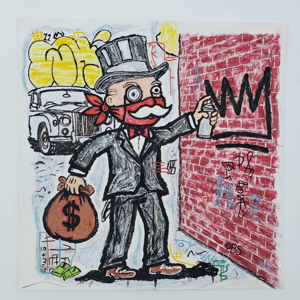 Papel 12”x12” No Alec Monopoly Mr Monopoly Graffiti Arte Pop $ Pintura Foto 4 de 4