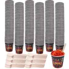 300 Sets 3 oz Chili Cook Off Cups Disposable Paper Chili Tasting Cups Black F...
