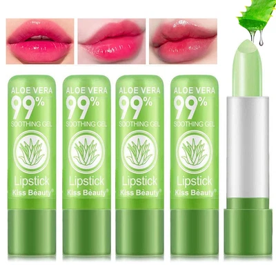 HOPHAT 5 Stück Aloe Vera Lippenstift Set Magic Temperature Farbwechsel Lippenbalsam Lan