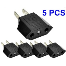 EU Euro Europe to US USA Power Jack Wall Plug Converter Travel Adapter Us 5 PCS
