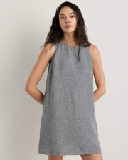 Quince 100% European Linen Tank Mini Dress Gingham Black White XS NWT
