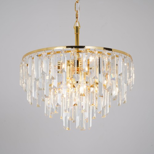 Gold Modern Round Top K9 Crystal Chandelier Lighting Fixture, 6 Lights Round ... - Picture 7 of 9