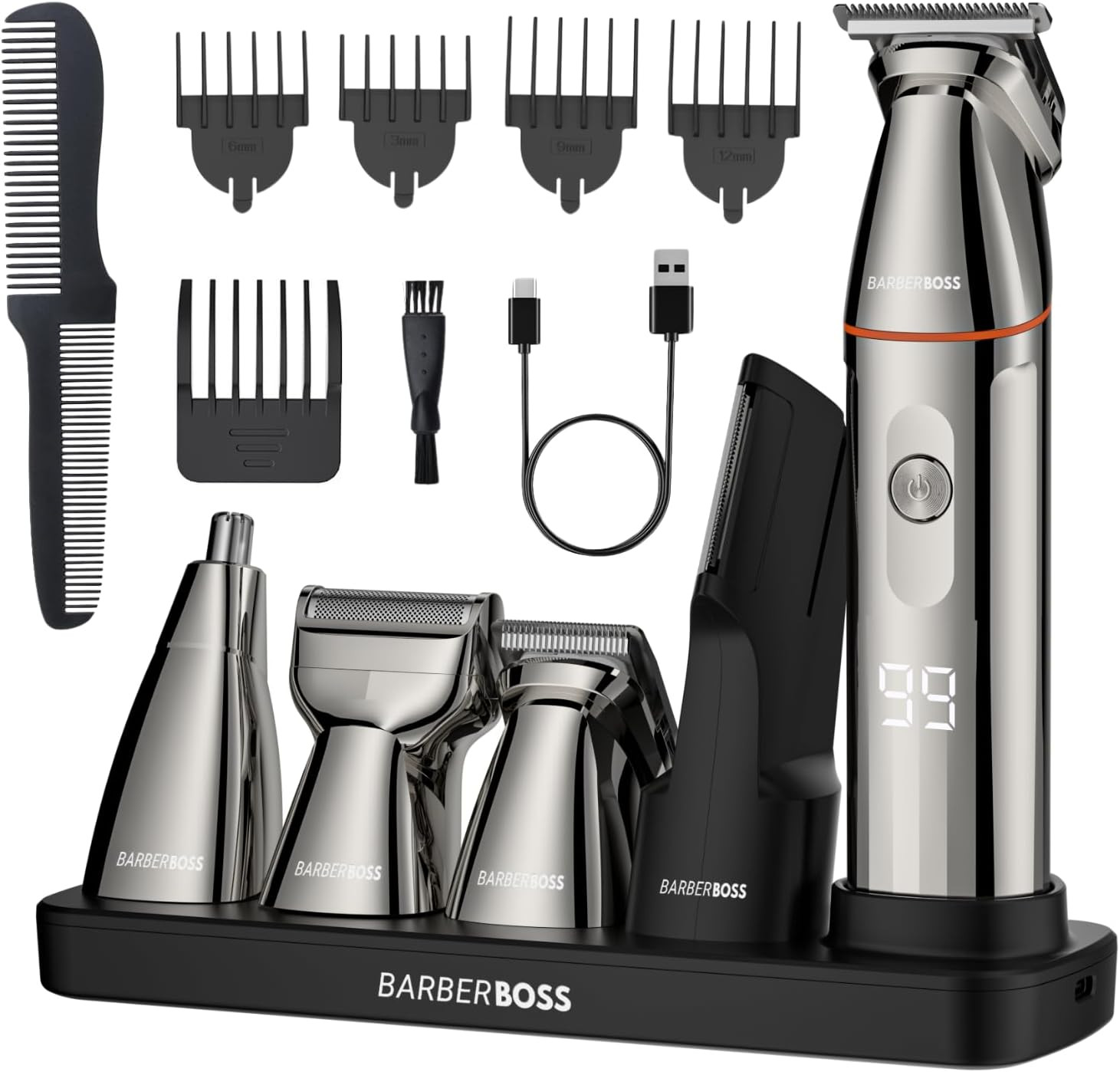 Rasoio Barba Uomo 5 in 1: Kit Grooming per Sfumature e Style