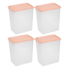 Tall Food Storage Containers 6L Pack of 4 Pink Lid Kitchen Pantry Boxes
