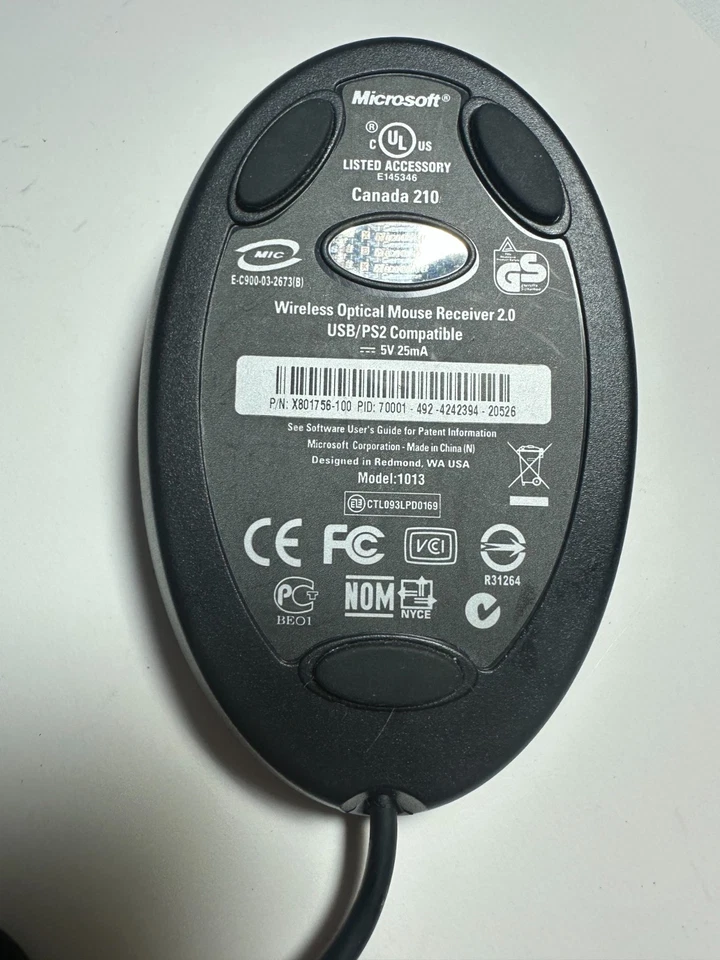 Microsoft Wireless Optical Receiver 2.0 USB/PS2 Compatible – Model 1013 - Image 4 of 4
