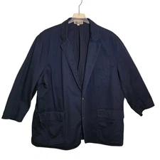 Duluth Trading Co. Mens 3XL Navy Cotton 3/4 Sleeve Two Button Blazer Work Jacket