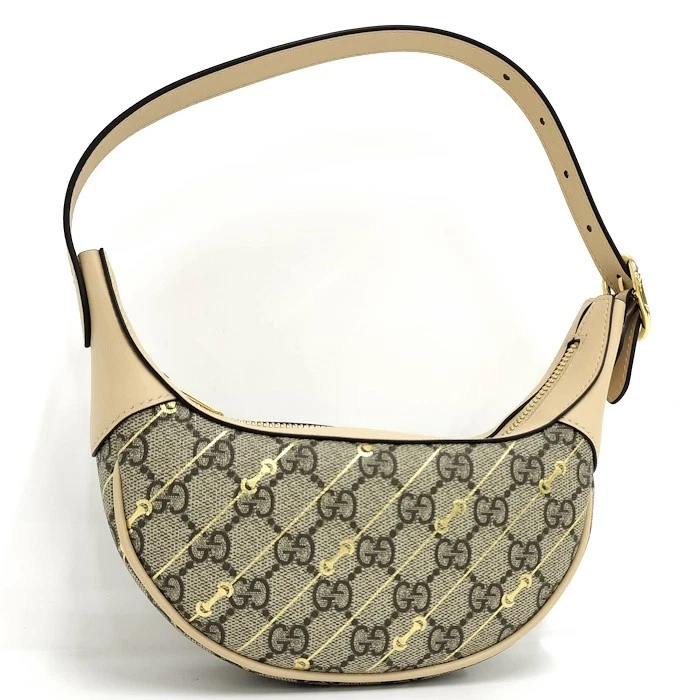 Sac à bandoulière GUCCI GG Supreme PVC cuir beige 774336