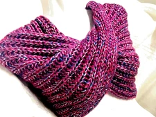 Faded Glory Faux Mohair Knit Infinity Scarf wrap stole ruby sapphire sparkle NWT