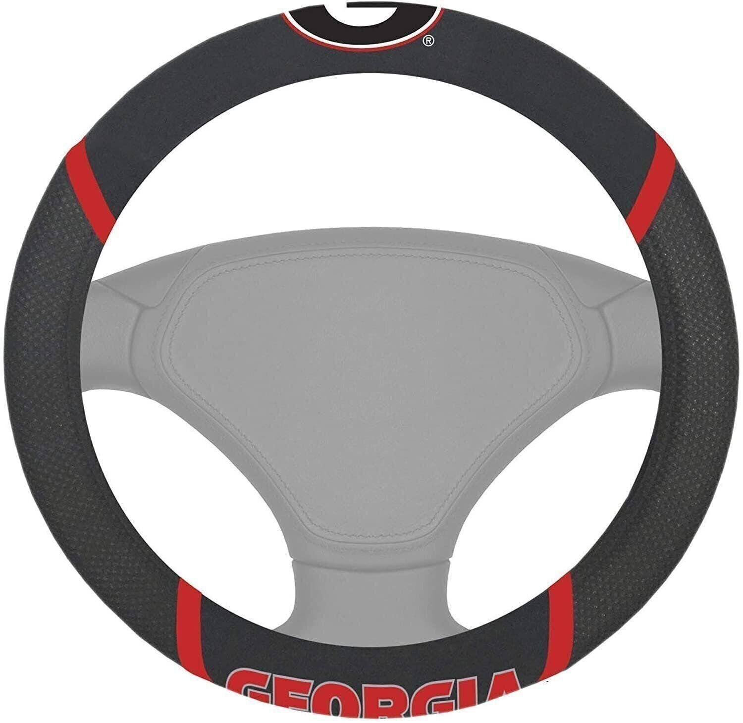 Georgia Bulldogs Steering Wheel Cover Embroidered Black 15 Inch University of
