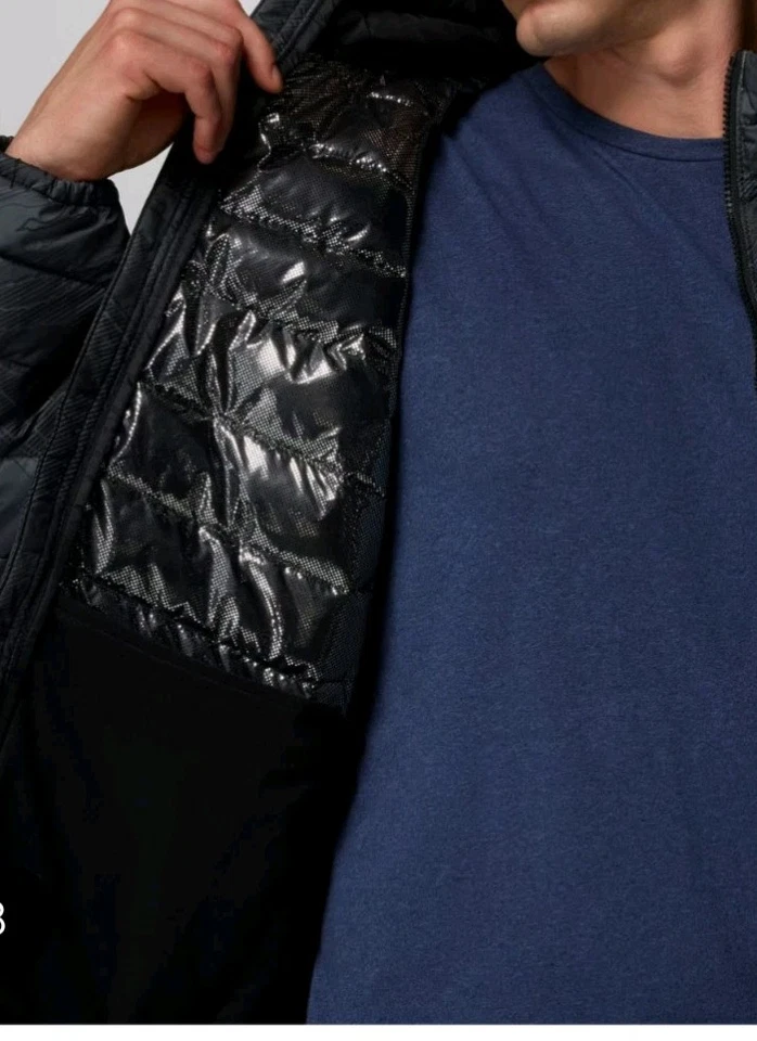 NEW 2025 Columbia Mens POWDER LITE 2 PRINTED Winter Jacket Omni-Heat SZ XL Black - Image 2 of 4