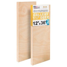 12" x 36" Gallery 1-1/2" Profile Depth Artist Wood Pouring Panel Boards 2-Pack