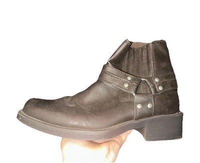 Grinders Damen Stiefeletten EU 41 schwarz Echtleder Slip-On Blockabsatz Nieten