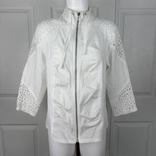 Chico s Zenergy White Cotton Eyelet Jacket - Size 1 M/8