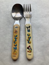 Disney Baby Mickey Minnie Donald Daisy Blocks Feeding Fork  Spoon Flatware