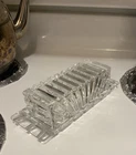 Heavy Vintage Cut Glass Ribbed Butter Dish & Lid Federal Glass Company