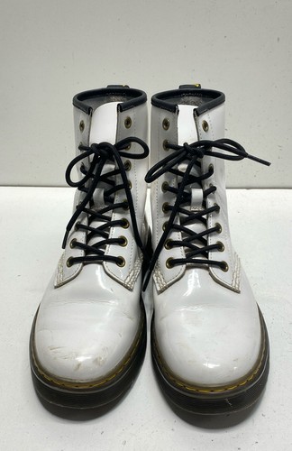 Dr Martens Unisex White Patent Leather Combat Zavala Boots Size 8M/9L - Picture 5 of 7
