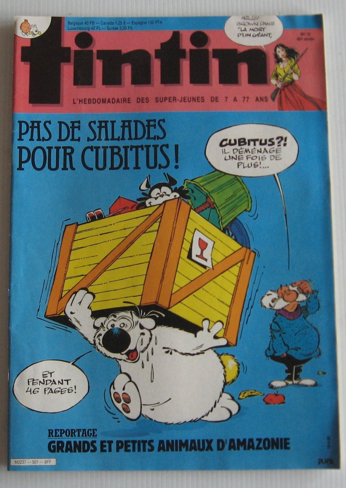 Tintin Journal No.16 No Salads for Cubitus Good Condition 1983