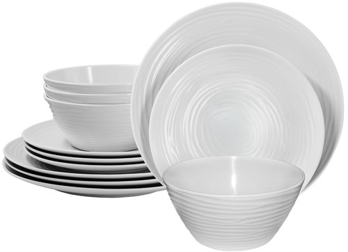 Parhoma White Plastic Melamine Home Dinnerware Set, 12 Piece Service for 4 - 第 3/11 張圖片