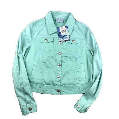 Indigo Saints Jacket Girls XL Mint Green Button Up Lightweight NWT