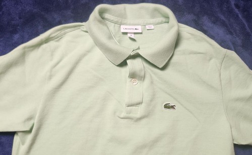 Lacoste Classic Fit Boys Size 16 Polo Shirts Short Sleeve Light Green Cotton - Picture 3 of 17