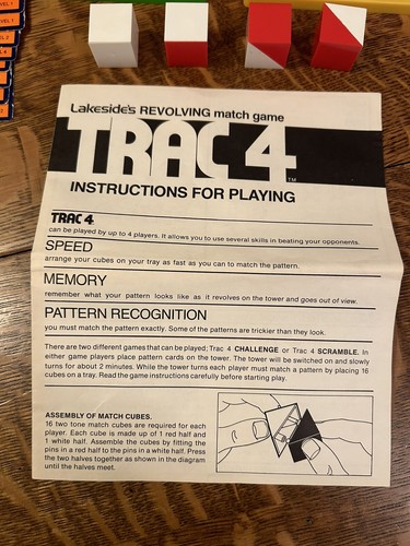 Trac 4 Game Vintage 1976 Lakeside Parts Replacement Pieces Cubes Cards Tower - Picture 8 of 9
