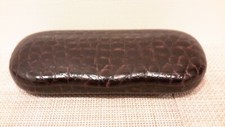 Unbranded Eye Glasses Hard Case Faux Snake Skin Brown Shiny Pre-owned