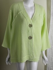 Focus Usa Sz M Pale Green Puckered Cotton Woven 3/4 Jacket