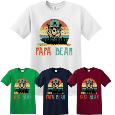 Lustiges T-Shirt Papa Bär Vatertag Witz Retro Weihnachtsgeschenk Top Tee 