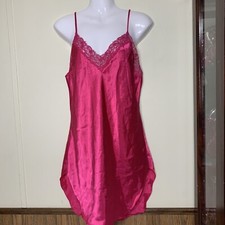 Vintage Victoria Secret Satin Slip Dress Liquid Glossy Fuchsia M Gold Label