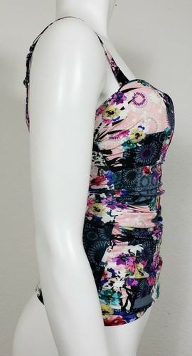 NWT Profile By Gottex Womens Swimwear 32D Tankini Top Floral Hawaiian Stretch - Picture 2 of 8