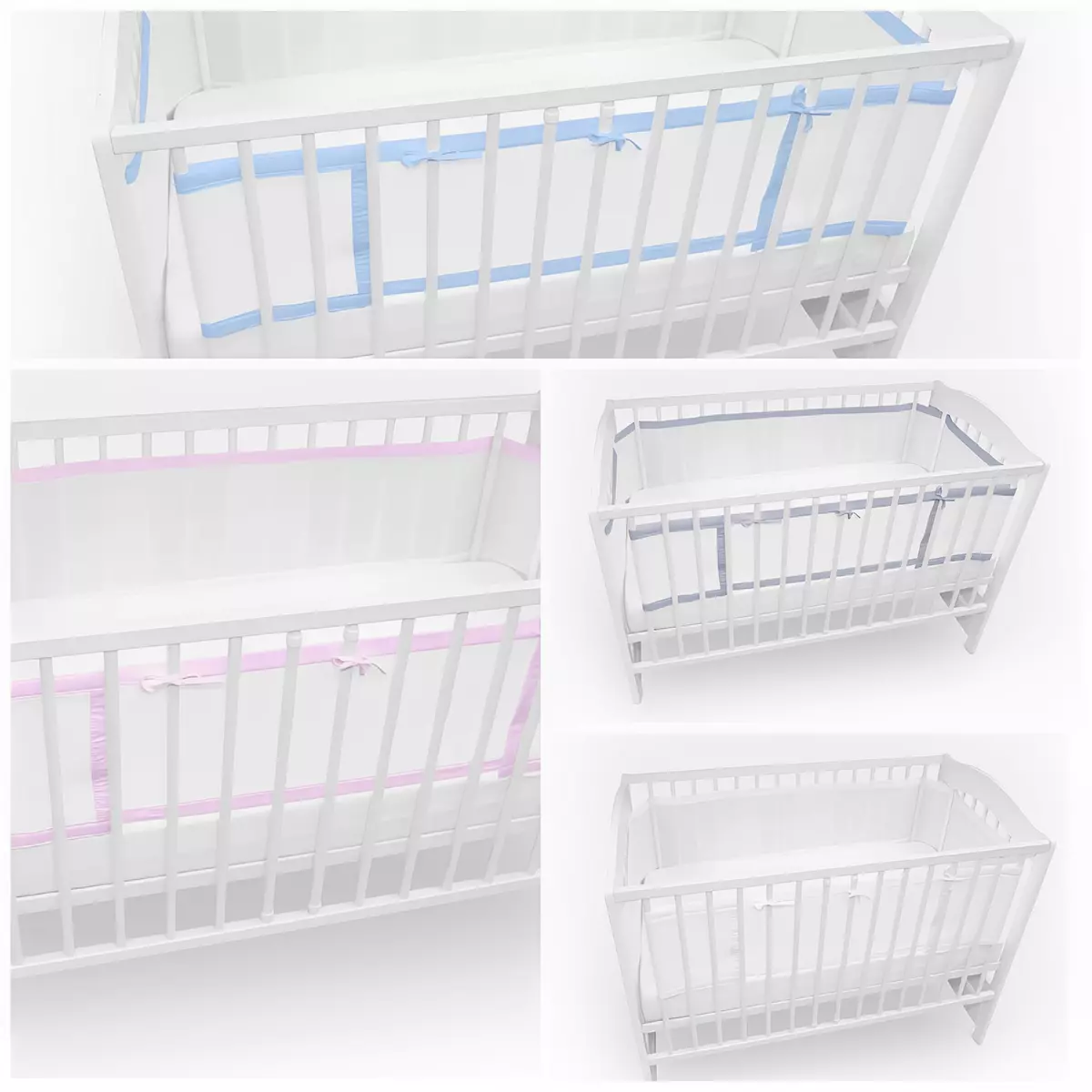 BABYMAM Cot Mesh Liner Breathable Comfort Nursing Safety 2 Parts