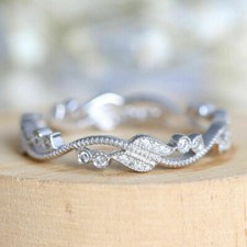 0.10Ct White Round Brilliant Cut Simulated Diamond Matching Band In 925 Silver