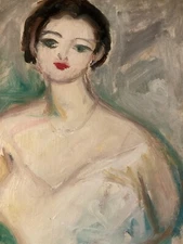 Belle Painting Woman 1950 Oil Panel Expressionism Jules Lellouche Art